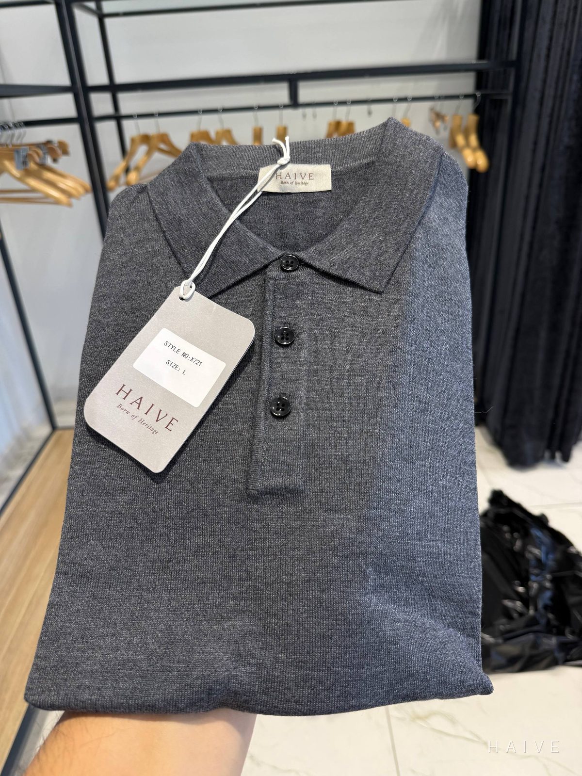 Polo sviter · Kulrang