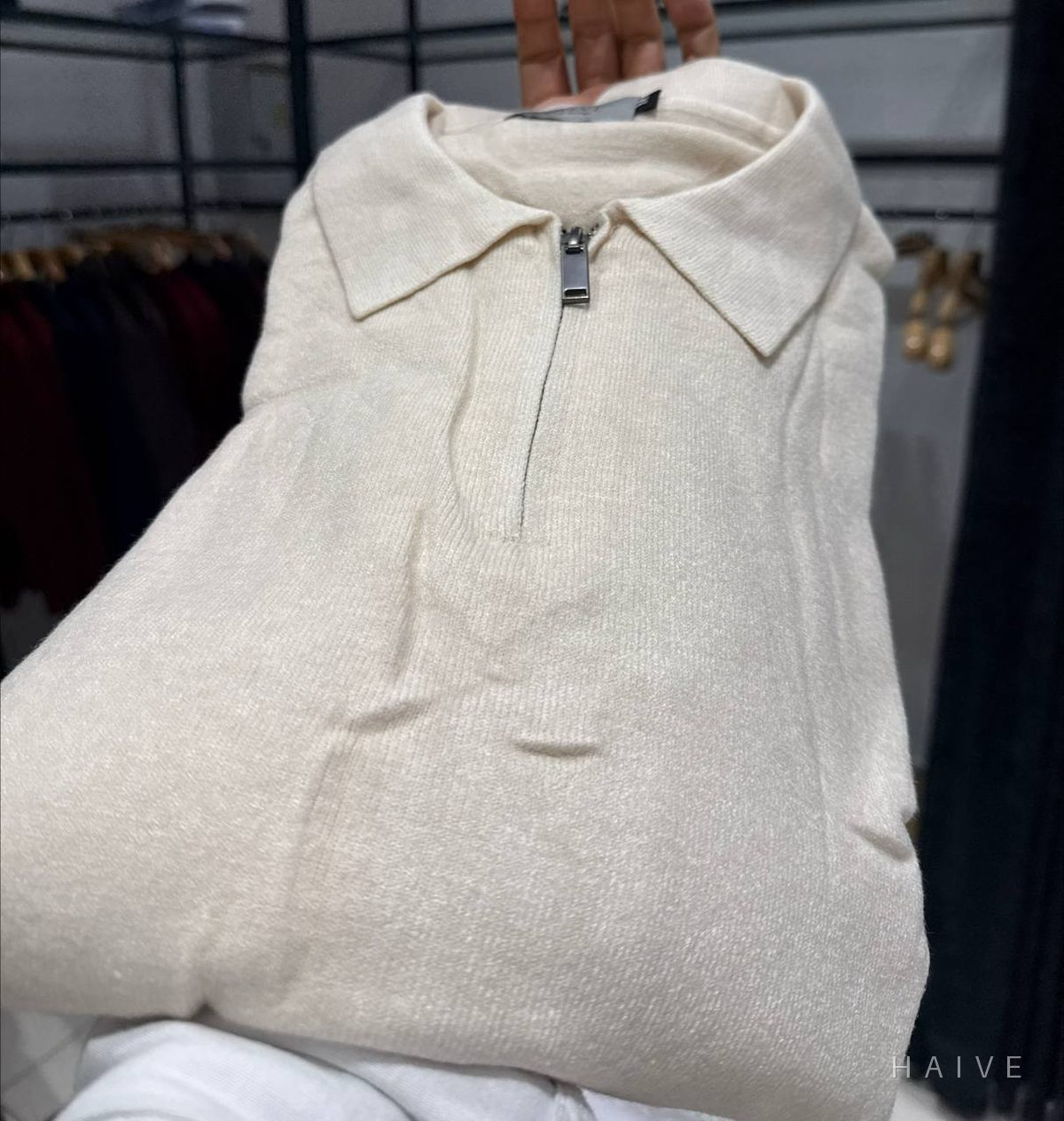Zip sviter · Bej